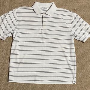 PGA Tour Men’s White Polo with Black Thin Stripes size Large